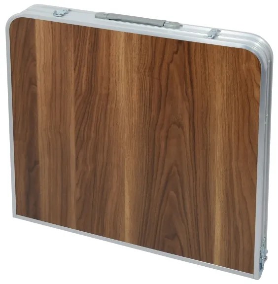 Tavolo da campeggio pieghevole marrone/cromo