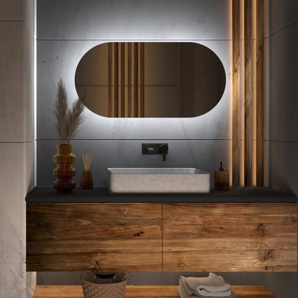 Specchio asimmetrico con luce LED G4