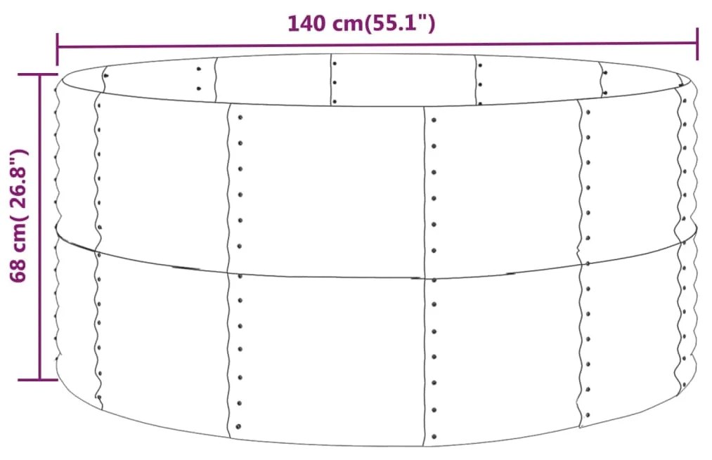 Letto Giardino Acciaio Verniciato Polvere 140x140x68cm Grigio