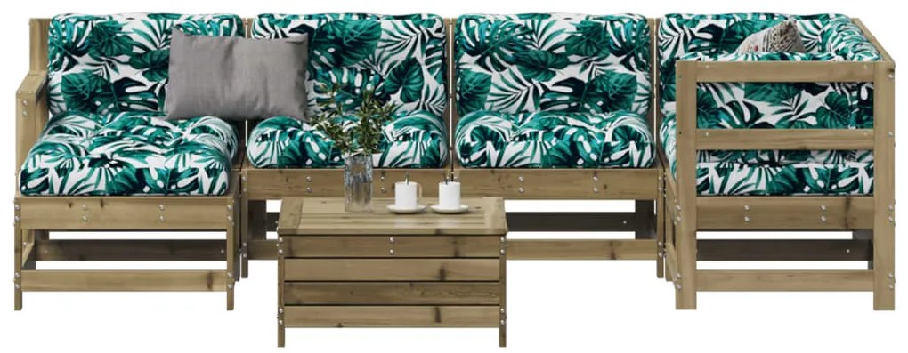 Set divani da giardino 7pz con cuscini legno impregnato di pino