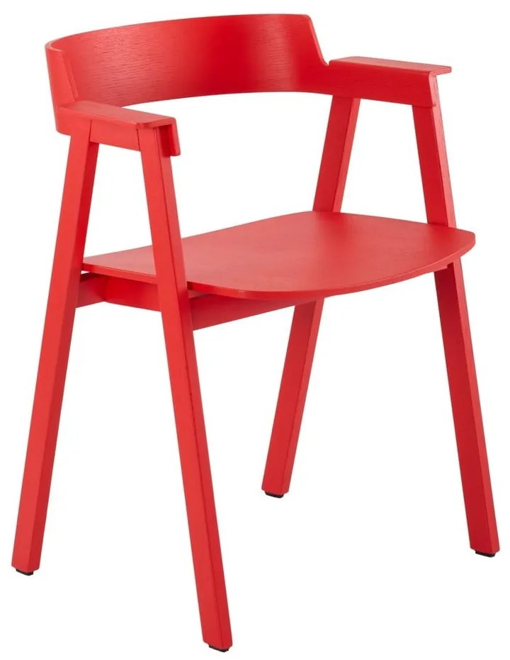Sedia da pranzo rossa in rovere massiccio con braccioli Flip – Gazzda