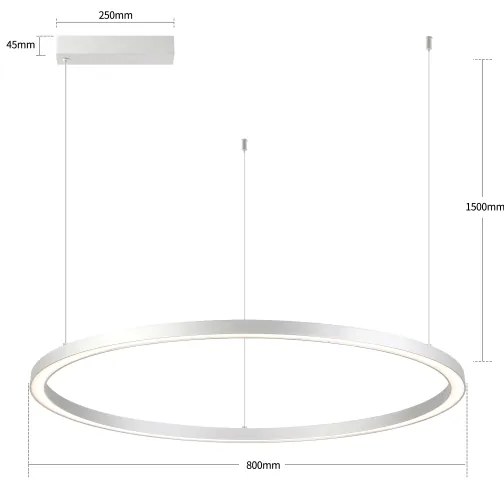 Brilagi-LED Dimmerabile. lampadario a cavo PORTOFINO LED/60W/230V Ø 80 cm argento+telecomando