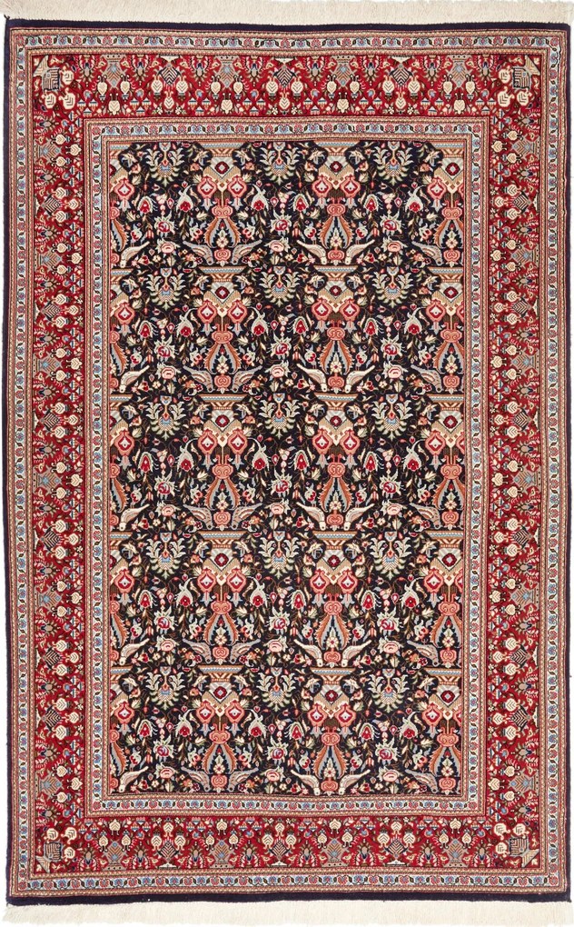 Isfahan Tappeto 150 x 100 Blu (Iran) Annodato A Mano