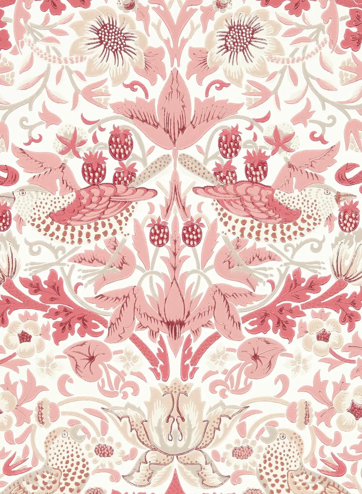 Morris & Co Tapete Simply Strawberry Thief - Madder