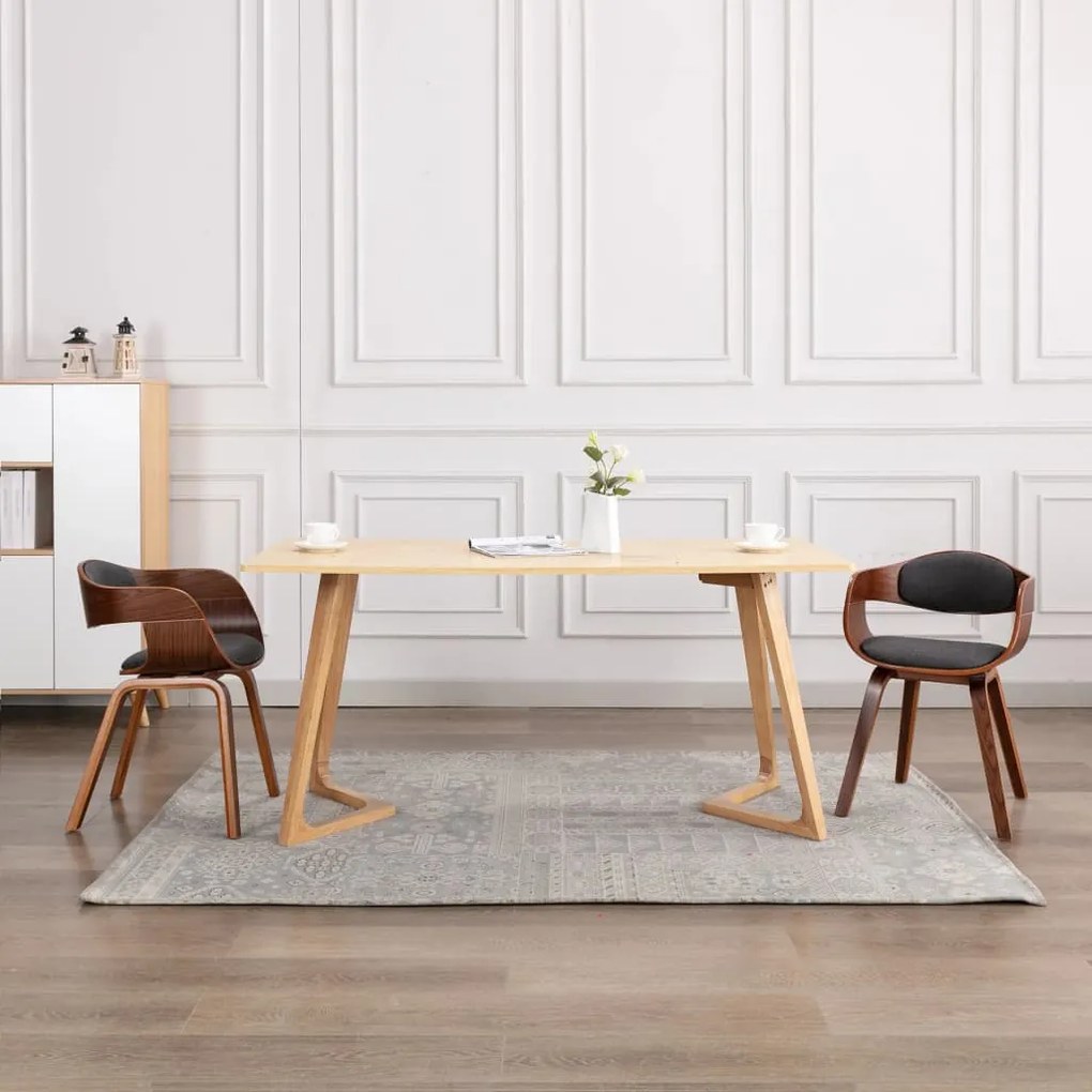 Sedie Da Pranzo 2 Pz Grigie İn Legno Piegato E Tessuto Grigio /