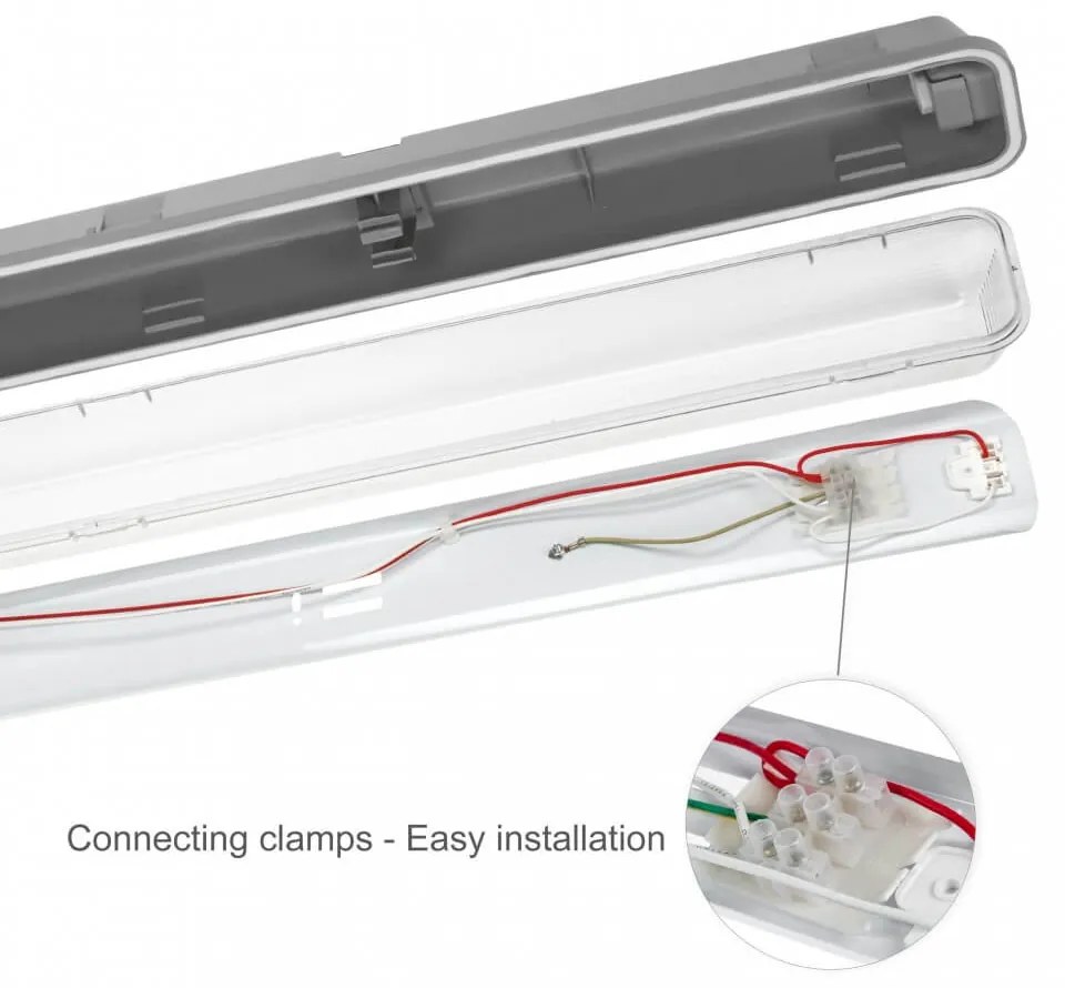 Plafoniera IP65 per 1 tubi LED 150cm – Stagna - (alimentazione Unilaterale) Plafoniera  per 1 tubo LED da 150cm