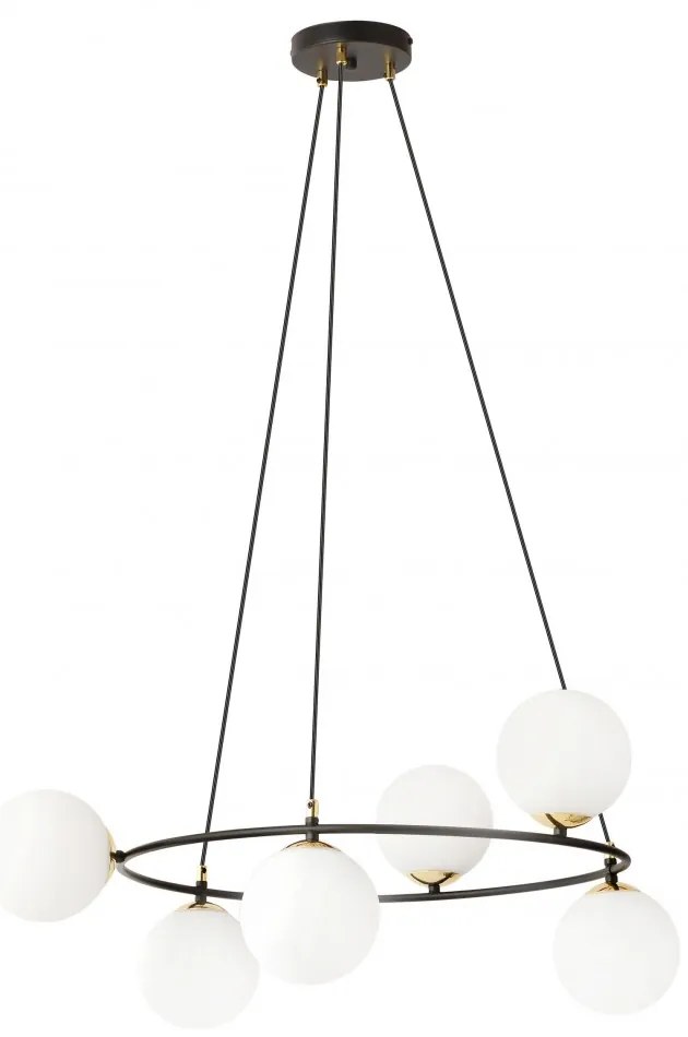 Lampadario a Sospensione AZURA 6 in Acciaio e Vetro 6xE14 Colore del corpo Nero e Bianco