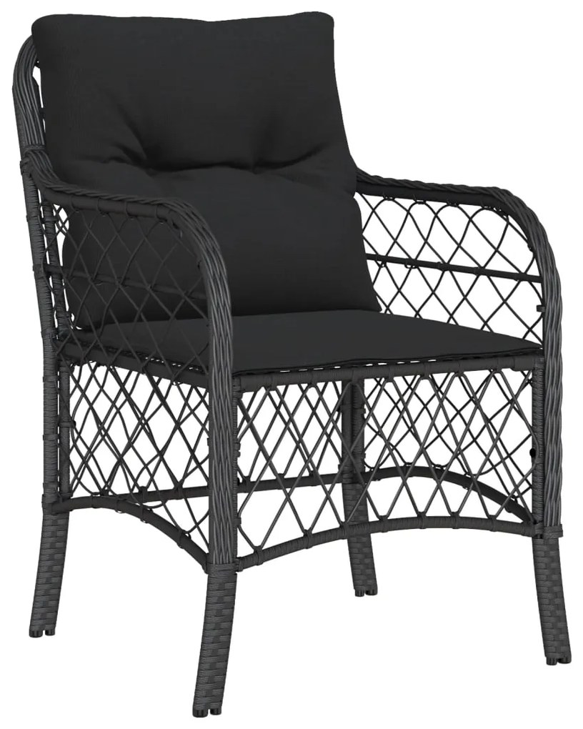 Set da Bistrò 3 pz con Cuscini Nero in Polyrattan