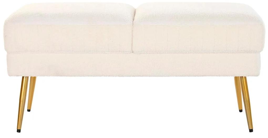 Panca DKD Home Decor 106 x 45 x 50 cm Dorato Metallo Bianco