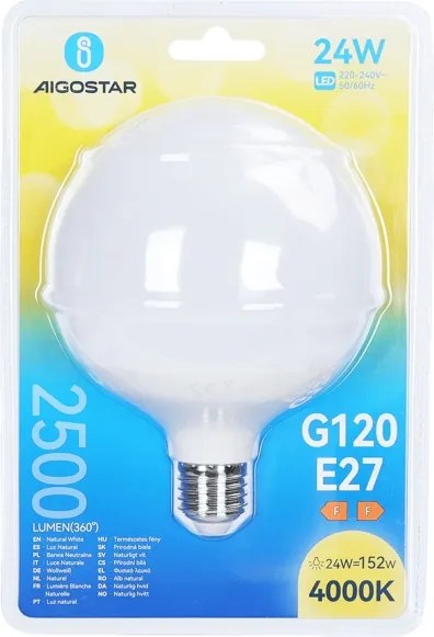 Lampadina LED G120 E27/24W/230V 4000K - Aigostar