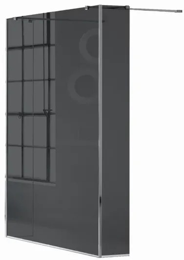 Box doccia walk-in Wens, vetro fumè 6 mm, H 200 cm, profilo cromo