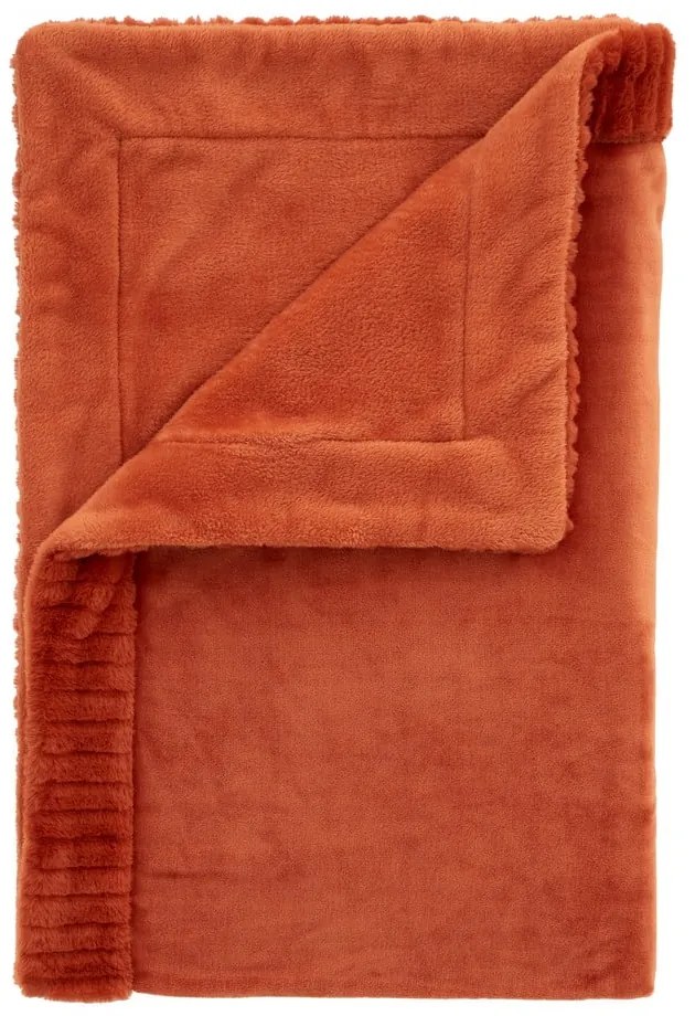 Coperta arancione in micropile 150x200 cm Velvet and Faux Fur – Catherine Lansfield