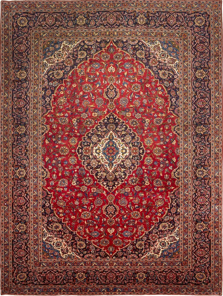 Kashan Tappeto 300x390 Rosso (Iran) Annodato A Mano