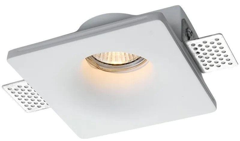 Portafaretto Quadrato GU10 e MR16 in Gesso Pitturabile, Ø120x120 mm Materiale Gesso
