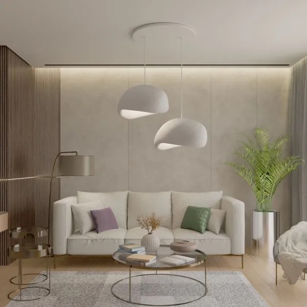 Brilagi - Lampadario sospeso su cavo WABI SABI 2xE27/40W/230V, bianco