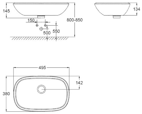 GROHE 39216000 - Lavabo da appoggio EUROSTYLE 500 × 380 mm ceramica/bianco