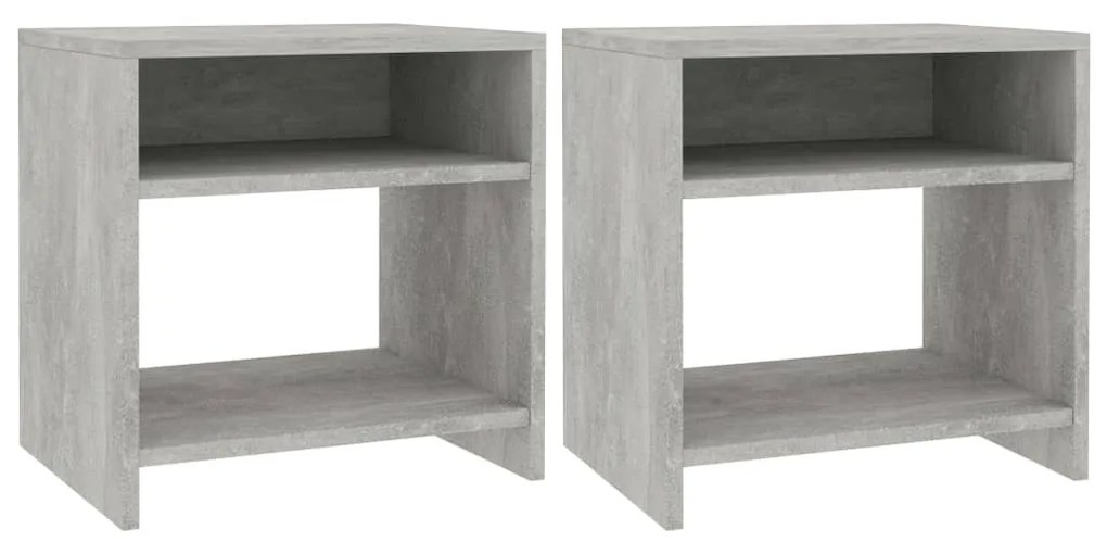 Comodini 2 Pz Grigio Cemento 40x30x40 Cm İn Legno Multistrato /