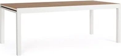 Tavolo Allungabile Per Esterno In Alluminio 95x200-300 Cm Con Doghe Di Legno Elias Bianco Bizzotto