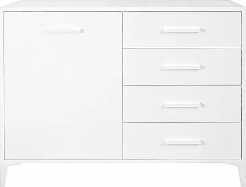 Madia Drexa in Legno 110x45 cm Bianco Frassino con 1 Anta e 4 Cassetti