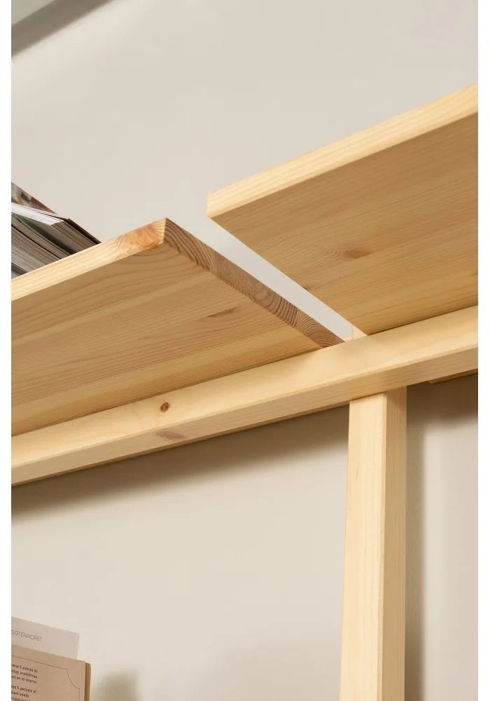 Libreria da parete di colore naturale in pino massiccio 192x47,5 cm Groove – Karup Design