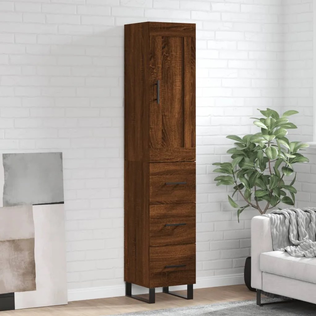 Credenza Rovere Marrone 34,5x34x180 Cm İn Legno Multistrato /