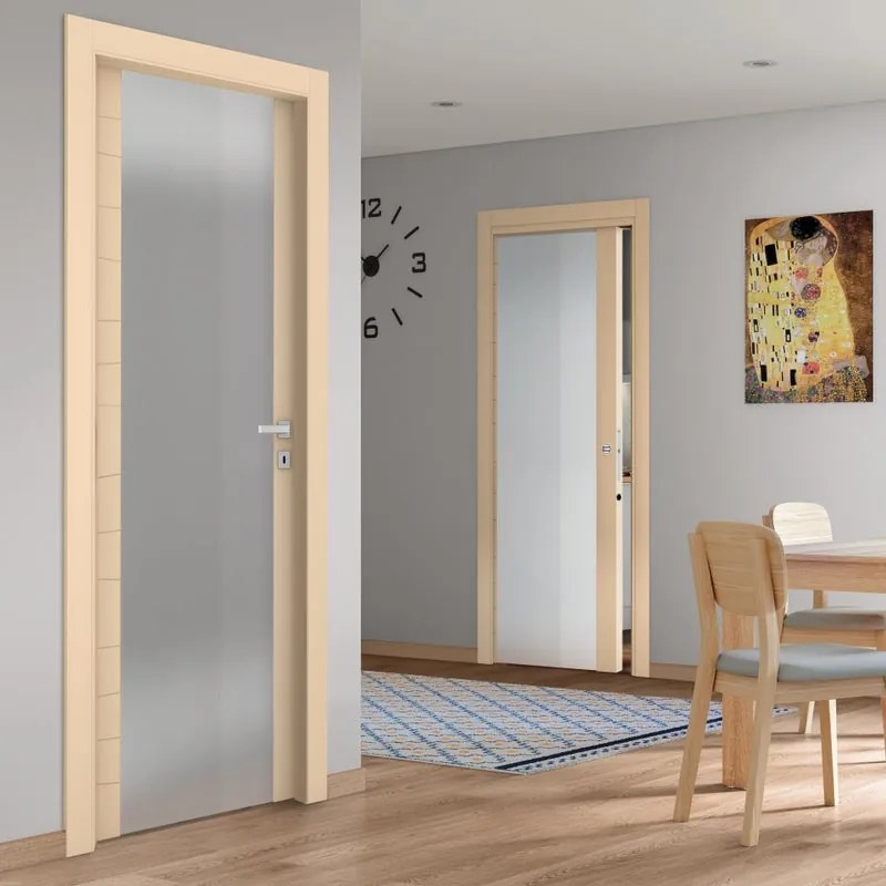 Porta battente Madera Vetrata beige L 70 x H 210 cm sinistra