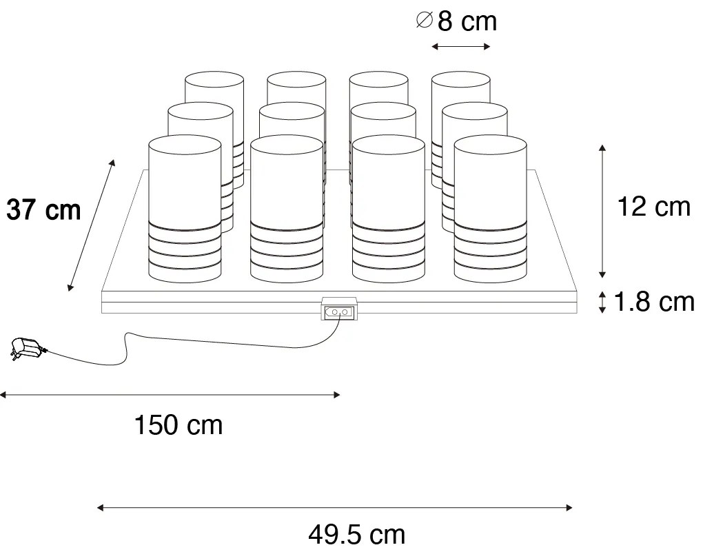 Set di 12 lampade da tavolo bronzo scuro RGBW ricaricabili con stazione di ricarica inclusa - Alessia