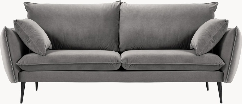 Divano 3 posti effetto velluto Elio, larg. 198 cm