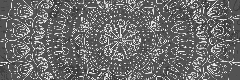 Stampa su tela – Mandala disegnata a mano in bianco e nero