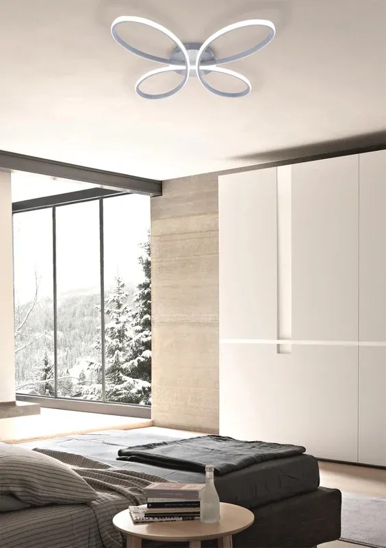 Plafoniera LED design Farfalla, argento 55x51.5 cm dimmerabile NOVECENTO
