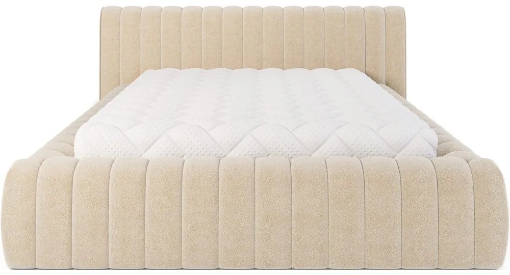 Letto matrimoniale imbottito beige con contenitore e rete inclusi 160x200 cm Carilla – ELTAP