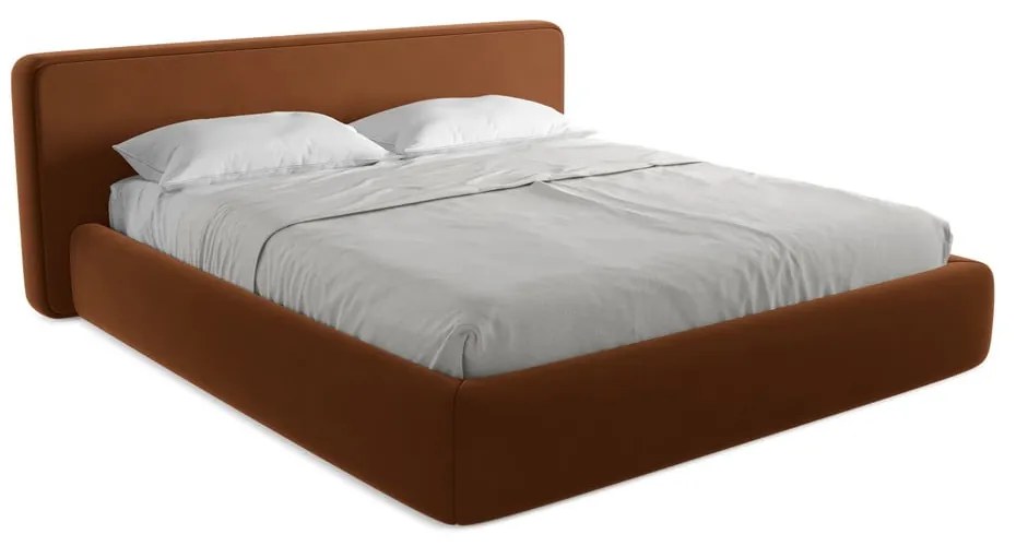 Letto matrimoniale imbottito in terracotta con contenitore a griglia 180x200 cm Kiana - Makamii