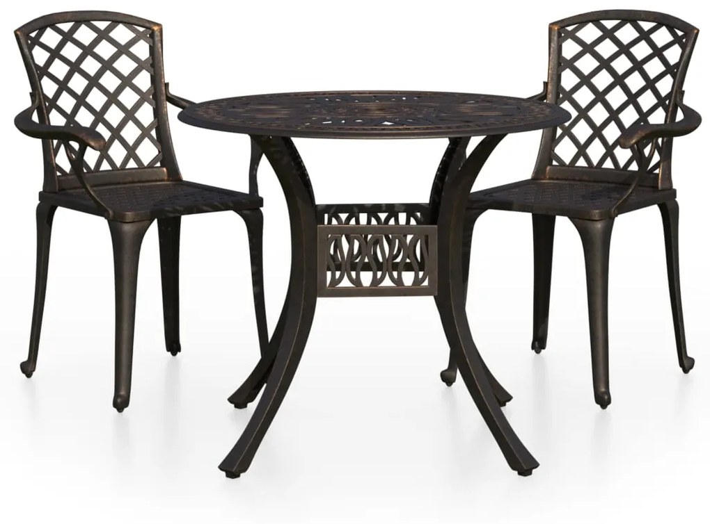 Set da bistrot 3 pz in alluminio pressofuso bronzo