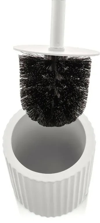 Scopino wc bianco in ceramica soft touch con setole nere Spring