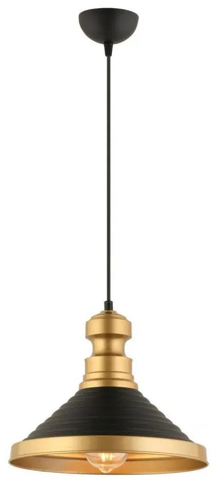 Lampadario sospeso MONZA con cavo 1xE27/40W/230V Ø 30 cm nero/oro