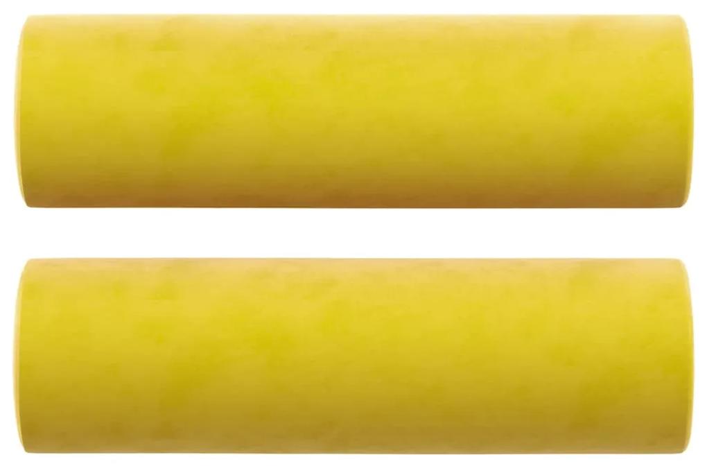 Divano a 3 posti con cuscini giallo 180 cm in velluto