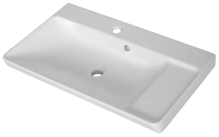Lavabo da incasso con bordo a vista rettangolare vasca centrale Easy L 71.4 x H 15.5 x P 42.4 cm in ceramica bianco lucido