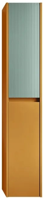 Colonna per mobile bagno Niwa 2 ante P 27 x L 30 x H 160 cm laccato opaco senape con vetro verde timo