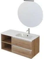 Mobile Bagno Sospeso 100 cm Lavabo e Specchio Bonussi Fenice Rovere Farnia