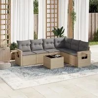 Set Divani da Giardino 7 pz con Cuscini Beige in Polyrattan 3220218