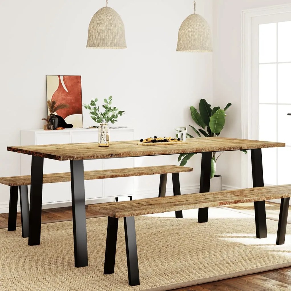 Tavolo Da Pranzo 200x90x75 Cm İn Legno Massello Di Acacia /