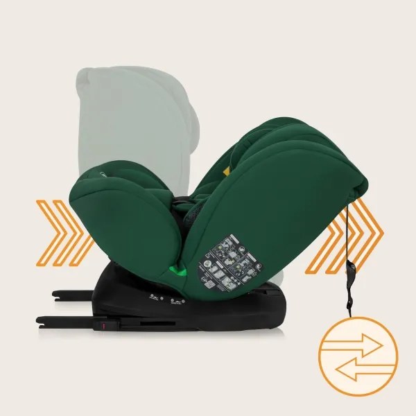 Lionelo - Seggiolino auto con base girevole BASTIAAN i-Size 40-150 cm Verde Foresta