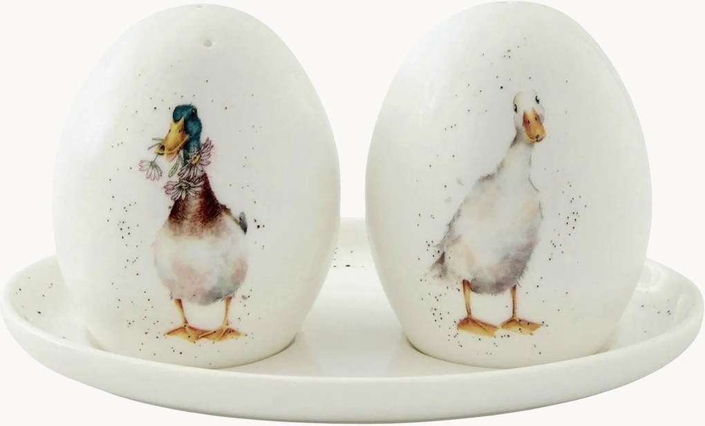 Set saliera e pepiera in Fine Bone China Ducks, set da 3