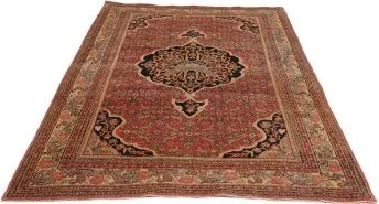 Antik Medaglione Floreale Rosso Blu Scuro 160x220 Cm