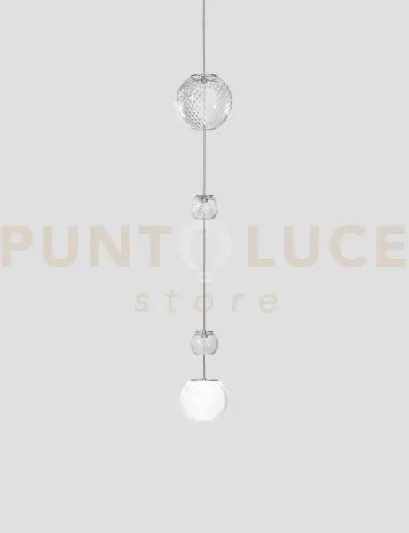 Oto sospensione peac bianco rigadin nickel satinato 1 luce attacco g9