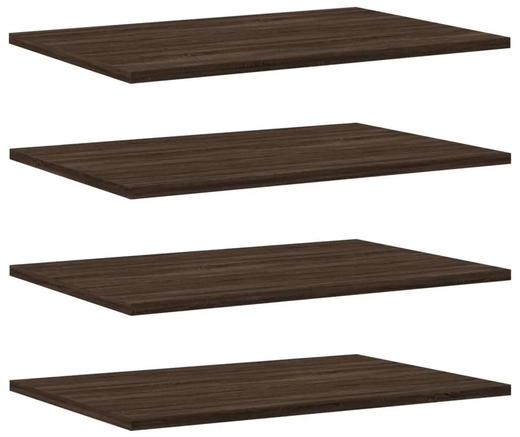 Mensole parete 4pz rovere marrone 60x40x1,5cm legno multistrato