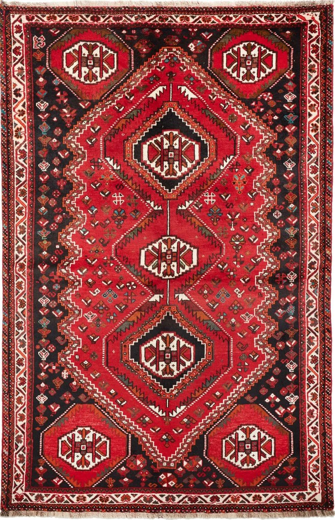 Shiraz Tappeto 260x170 Rosso (Iran) Annodato A Mano