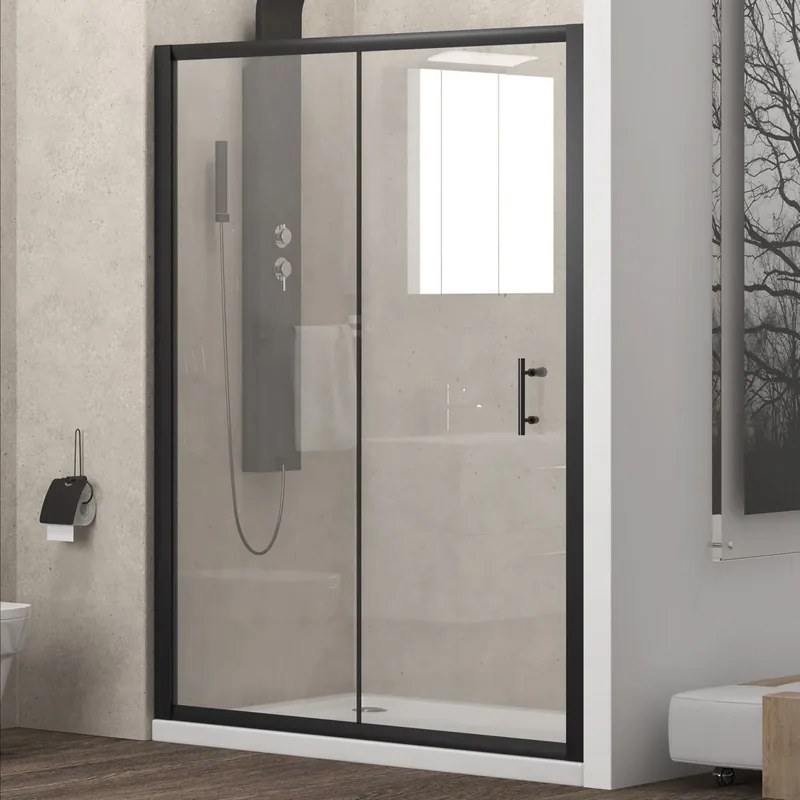 Porta doccia 150cm con telaio nero e anta scorrevole KFN5000 - KAMALU