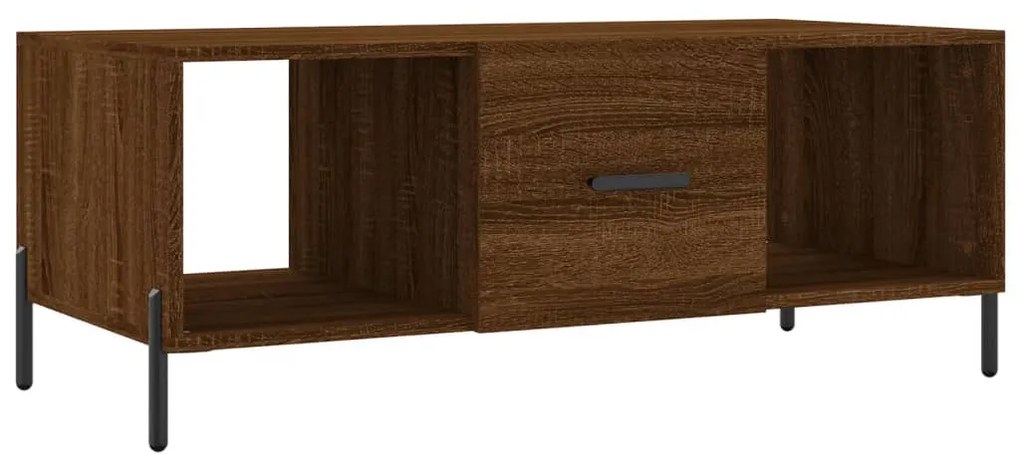 Tavolino salotto rovere marrone 102x50x40 cm legno multistrato