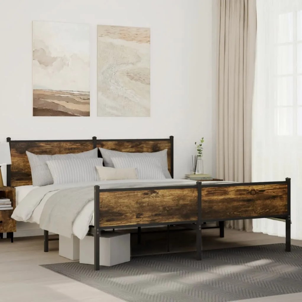Giroletto Senza Materaso İn Metallo Rovere Fumo 180x200 Cm /